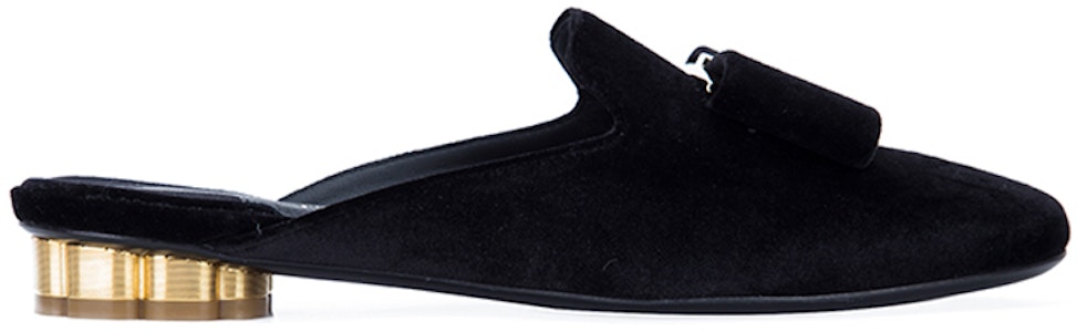 (W) FERRAGAMO Sciacca 黑色天鹅绒穆勒鞋 01M949-680205 Order (W) FERRAGAMO Sciacca 黑色天鹅绒穆勒鞋 01M949-680205