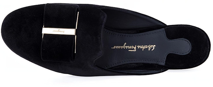 (W) FERRAGAMO Sciacca 黑色天鹅绒穆勒鞋 01M949-680205 Shop (W) FERRAGAMO Sciacca 黑色天鹅绒穆勒鞋 01M949-680205