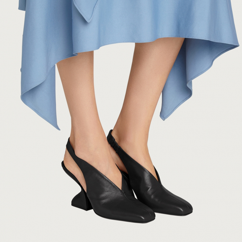 (W) FERRAGAMO F-Heel 100mm Slingback Pumps 'Black' 圖 5