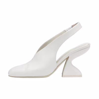 (W) FERRAGAMO Sculptured Heel Mules 'White'