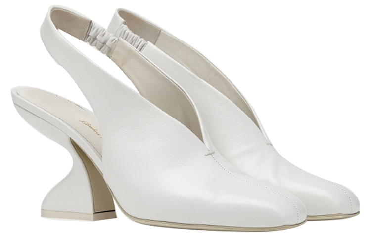 (W) FERRAGAMO Sculptured Heel Mules 'White' 圖 2