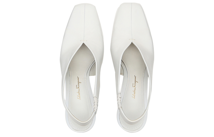 (W) FERRAGAMO Sculptured Heel Mules 'White' 圖 3
