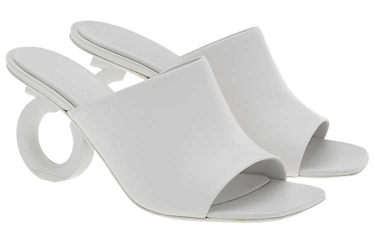Order (W) FERRAGAMO Kasut Slide Kulit Ukiran Peep-Toe 'Putih' 01F613-761363