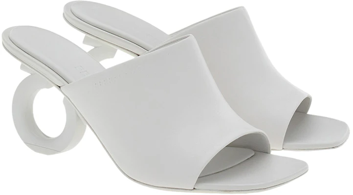 (W) FERRAGAMO Kasut Slide Kulit Ukiran Peep-Toe 'Putih' 01F613-761363 Order (W) FERRAGAMO Kasut Slide Kulit Ukiran Peep-Toe 'Putih' 01F613-761363