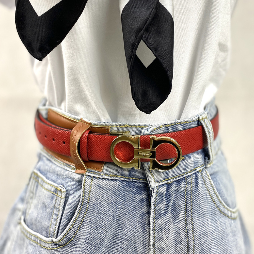 (Women) Ferragamo Smooth Buckle Leather Belt 2.5cm Wide 23A565-0674556 圖 4