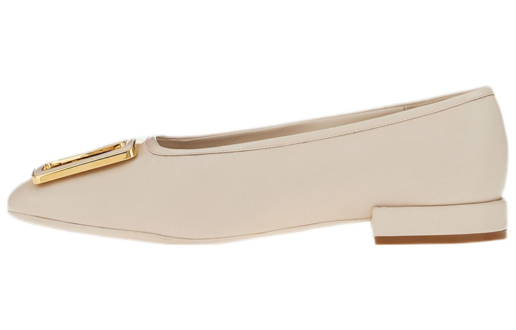 (Women) FERRAGAMO Square Toe Flat 'White Buckle' 01C725-748713