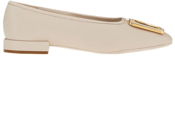 (W) FERRAGAMO 方头平底鞋 "白扣" 01C725-748713 Order (W) FERRAGAMO 方头平底鞋 "白扣" 01C725-748713