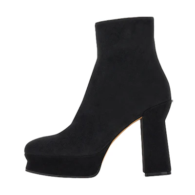 (W) FERRAGAMO Thick-Soled Suede Ankle Boot 'Black'