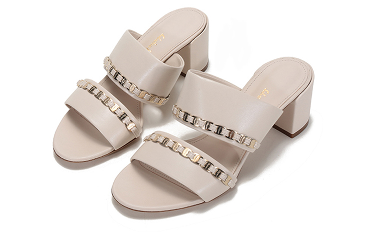 (W) FERRAGAMO Trabia Chunky Heel Sandals 'Bone Beige' 圖 3
