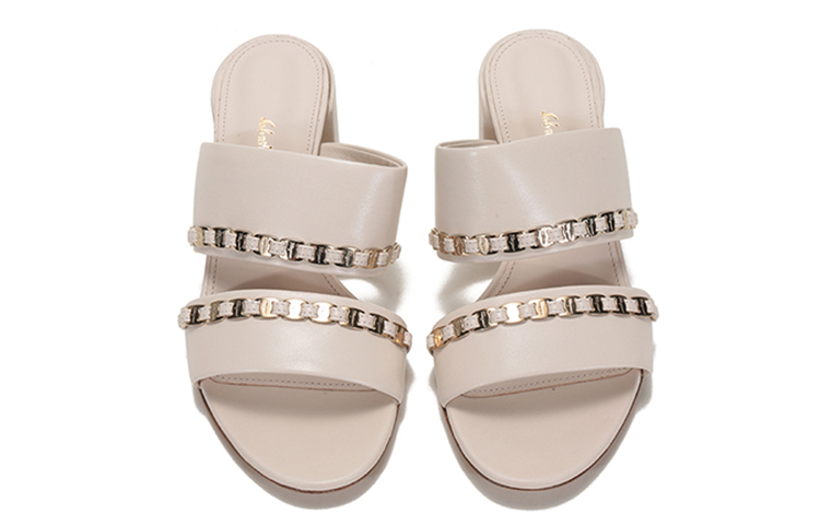 (W) FERRAGAMO Trabia Chunky Heel Sandals 'Bone Beige' 圖 4