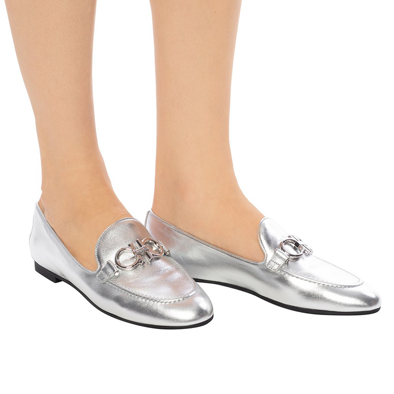 (W) FERRAGAMO Trifoglio 'Silver Calfskin Loafer' 圖 5