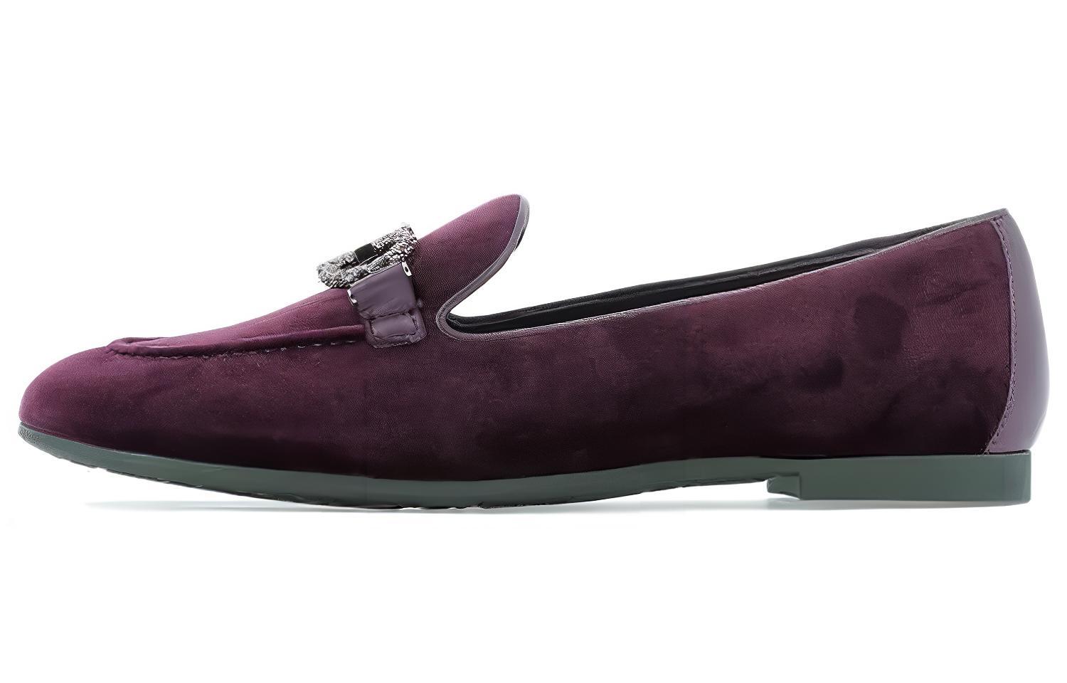 (W) FERRAGAMO Trifoglio Loafer 'Bordeaux Velvet with Pine Ornament'
