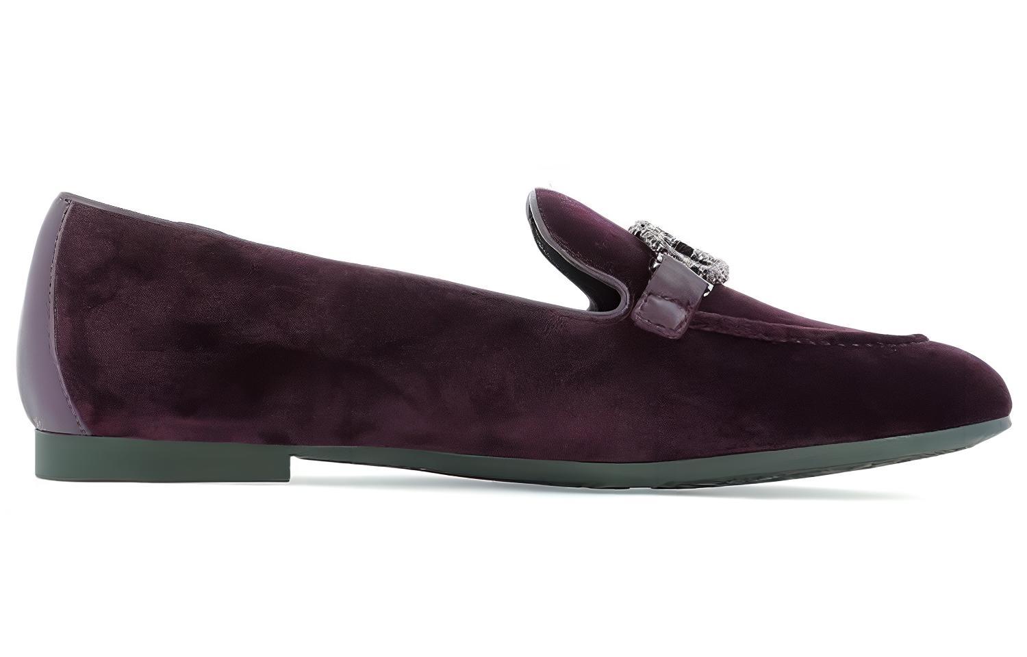 (W) FERRAGAMO Trifoglio Loafer 'Bordeaux Velvet with Pine Ornament' 圖 2