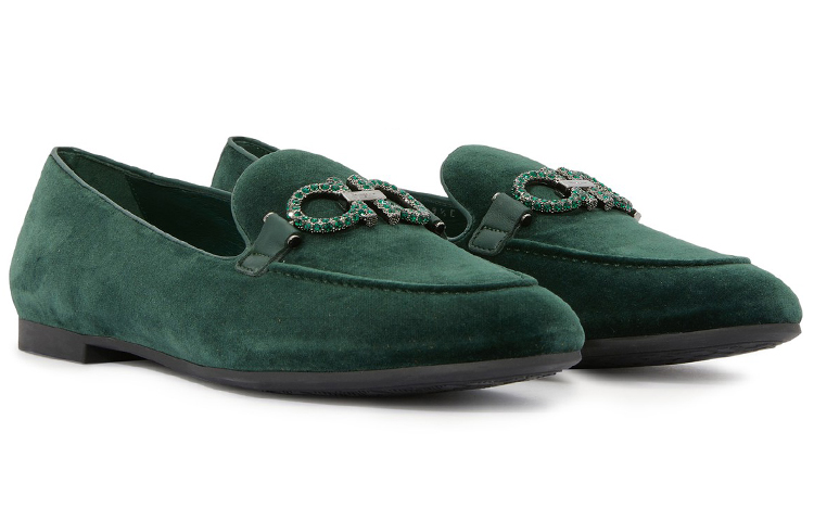 (W) FERRAGAMO Trifoglio Loafer 'Pine Velvet' 圖 3