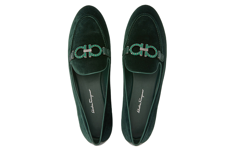 (W) FERRAGAMO Trifoglio Loafer 'Pine Velvet' 圖 4