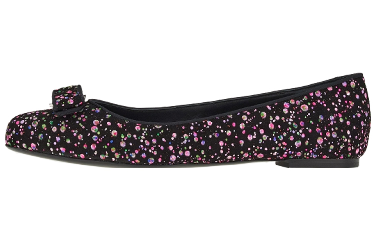 (W) FERRAGAMO Varina Leather Ballerina Shoes Multi 'Black'