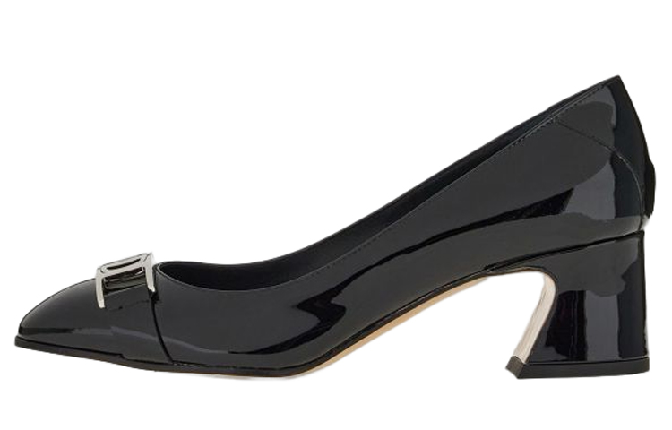 Buy Ferragamo菲拉格姆 Vara 皮革 鍊飾圓頭 粗跟 高筒女鞋 黑色