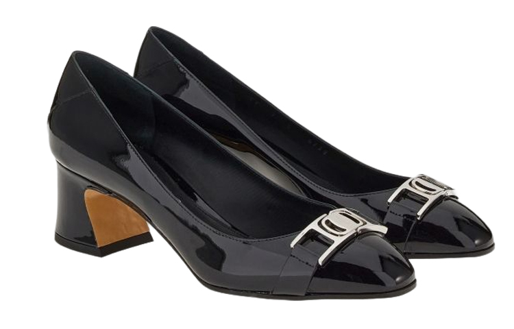 Order Ferragamo菲拉格姆 Vara 皮革 鍊飾圓頭 粗跟 高筒女鞋 黑色