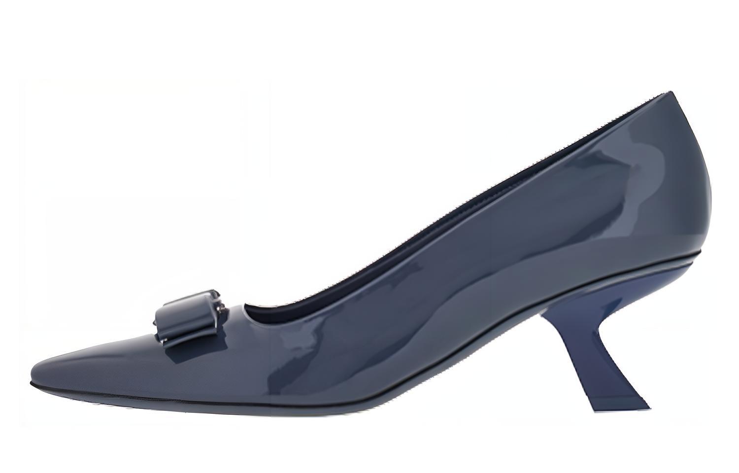 (W) FERRAGAMO Vara 'Blue Patent Leather Bow'