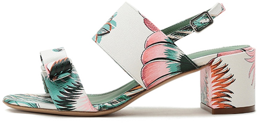 (Women) FERRAGAMO Vara 'Floral Pattern Bow Sandal - White Green' 01B166-741728 Buy (Women) FERRAGAMO Vara 'Floral Pattern Bow Sandal - White Green' 01B166-741728
