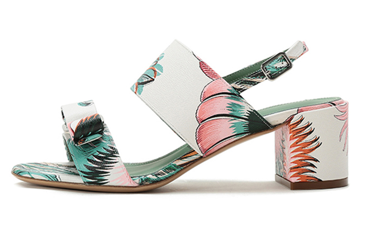 (Women) FERRAGAMO Vara 'Floral Pattern Bow Sandal - White Green' 01B166-741728