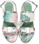 Shop (Women) FERRAGAMO Vara 'Floral Pattern Bow Sandal - White Green' 01B166-741728