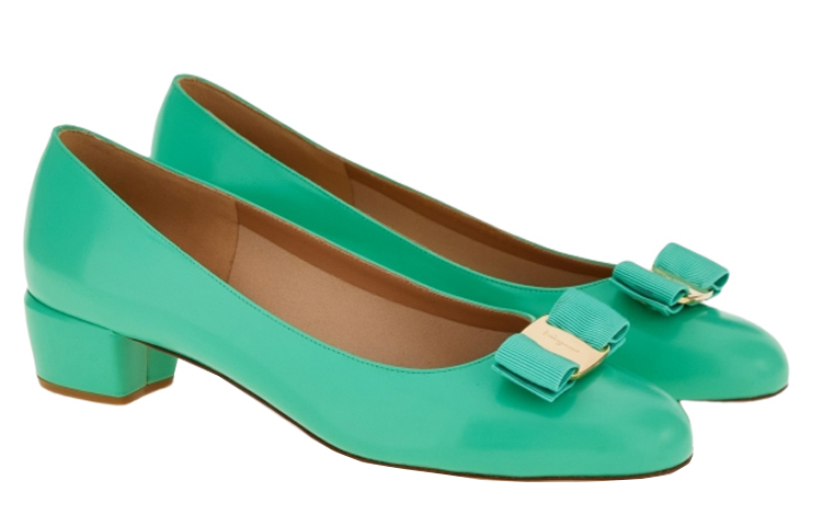 (W) FERRAGAMO Vara Leather Pumps 'Green' 圖 2