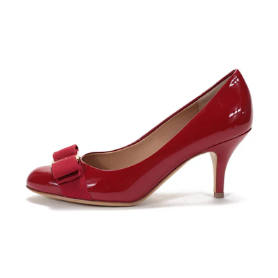 (W) FERRAGAMO Vara Bow Patent Leather Pumps 'Red'