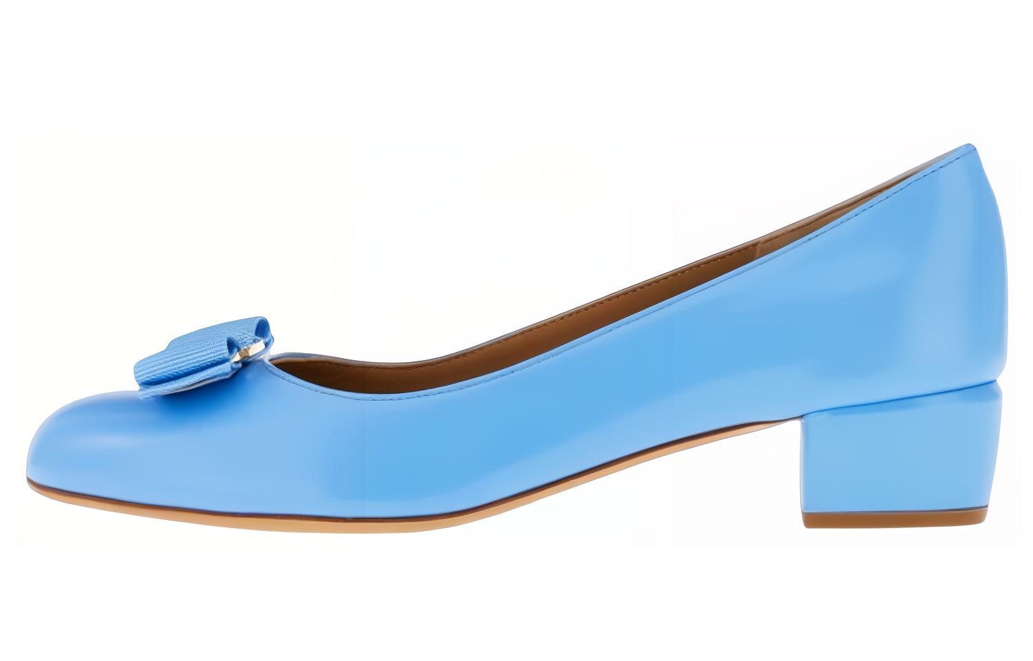 (W) FERRAGAMO Kitten Heel Pumps 'Blue'