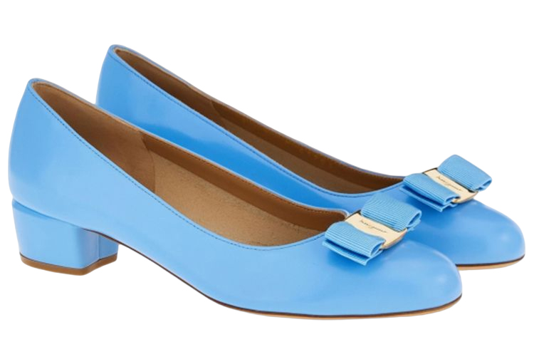 (W) FERRAGAMO Kitten Heel Pumps 'Blue' 圖 2