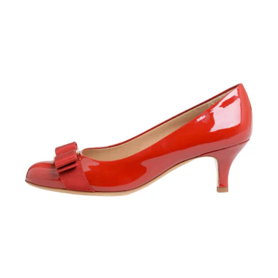 (W) FERRAGAMO Vara Bow Pump 'Rosso Patent'