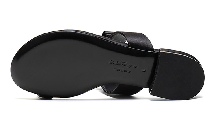 Details for Ferragamo 菲拉格慕 VARA系列 蝴蝶結平底涼鞋拖鞋 女款 黑色