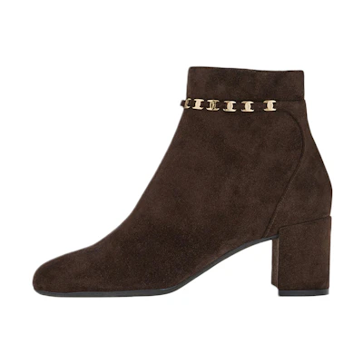 (W) FERRAGAMO Ghila Suede Ankle Boots Purple 'Brown'