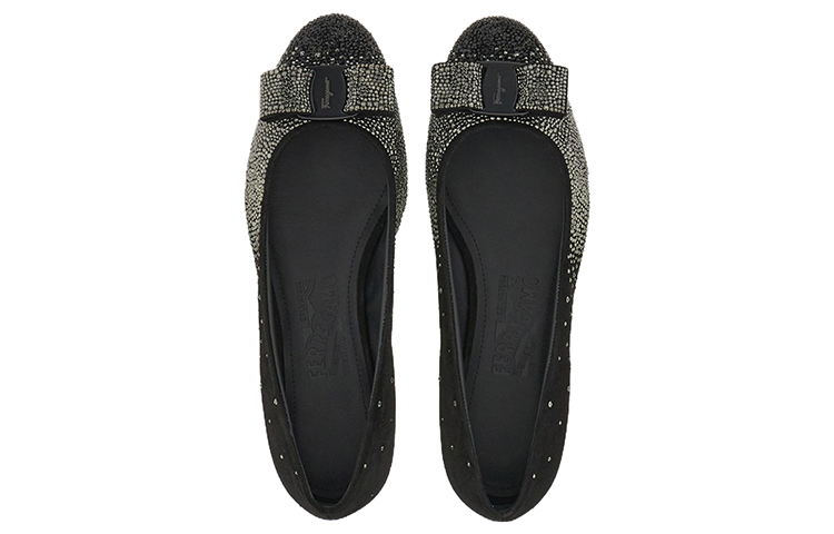 Lookbook (W) FERRAGAMO Vara 黑色漸層水晶蝴蝶結平底鞋 01F608-761495