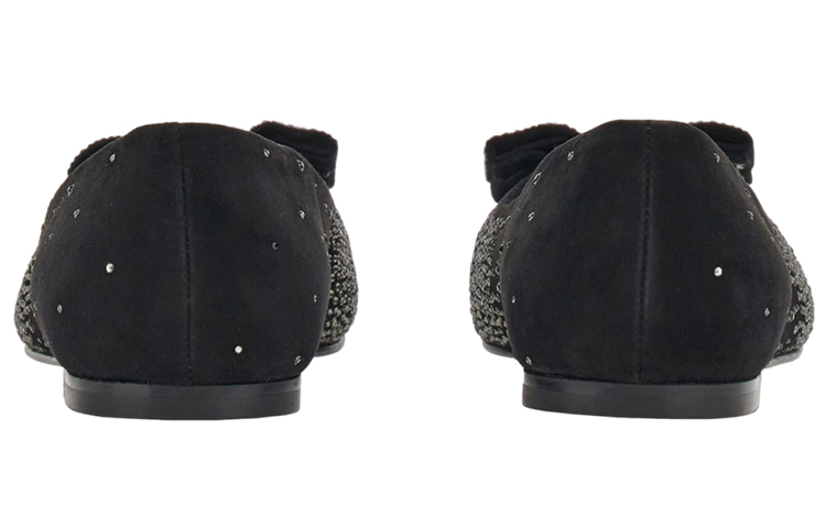 Shop (W) FERRAGAMO Vara 黑色漸層水晶蝴蝶結平底鞋 01F608-761495