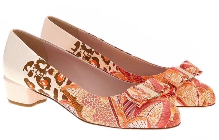 Order (W) FERRAGAMO Vara Tumit Tinggi 'Orange Pink Bow' 01D878-755731