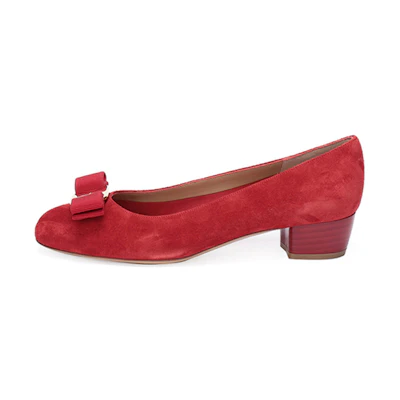 (W) FERRAGAMO Vara High Heels 'Red Suede Bow'