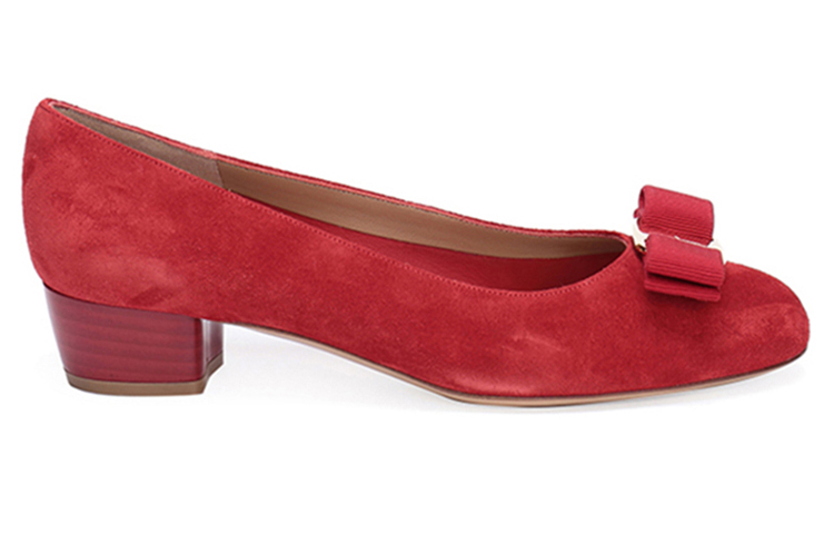 (W) FERRAGAMO Vara High Heels 'Red Suede Bow' 圖 2