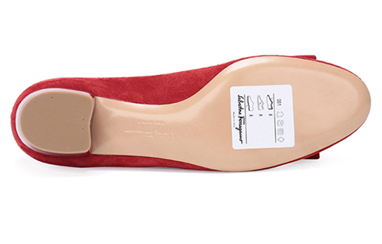 (W) FERRAGAMO Vara High Heels 'Red Suede Bow' 圖 6