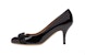 (W) FERRAGAMO Vara Patent Kulit Tumit Tinggi 'Black Bow' 01B788-574563