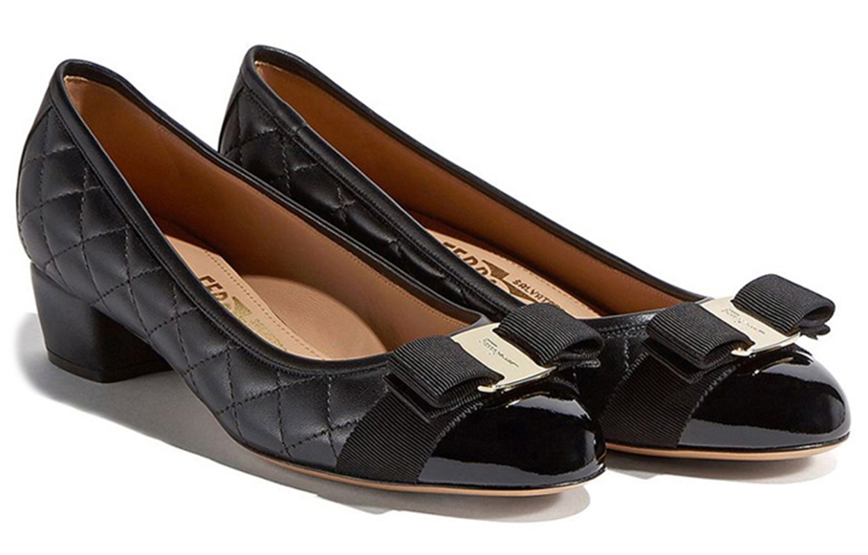 Shop (W) ヴァラ キルト ミッドヒール "ブラックボウ" 01M832-672114