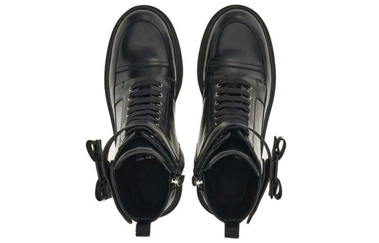 (W) FERRAGAMO Chunky Leather Biker Boots 'Black' 圖 3