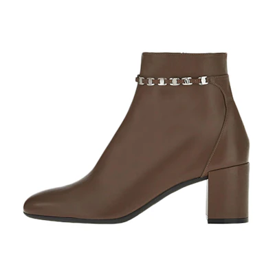 (W) FERRAGAMO Vara Short Boot 'Brown Chain'