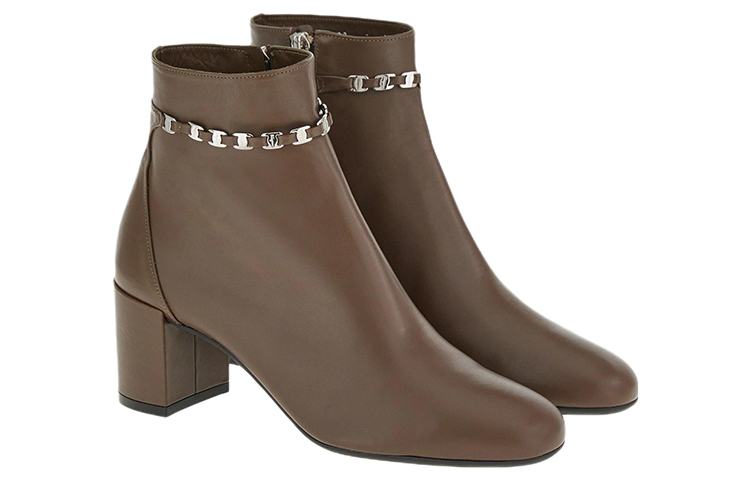 (W) FERRAGAMO Vara Short Boot 'Brown Chain' 圖 3