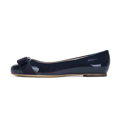 (W) FERRAGAMO Varina 'Dark Blue Bow'