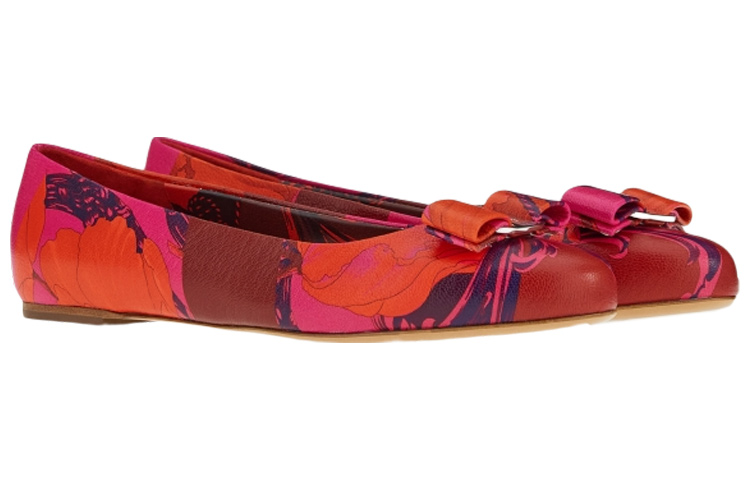 (W) FERRAGAMO Varina Icon Ballerina Shoes Purple 'Red' 圖 2