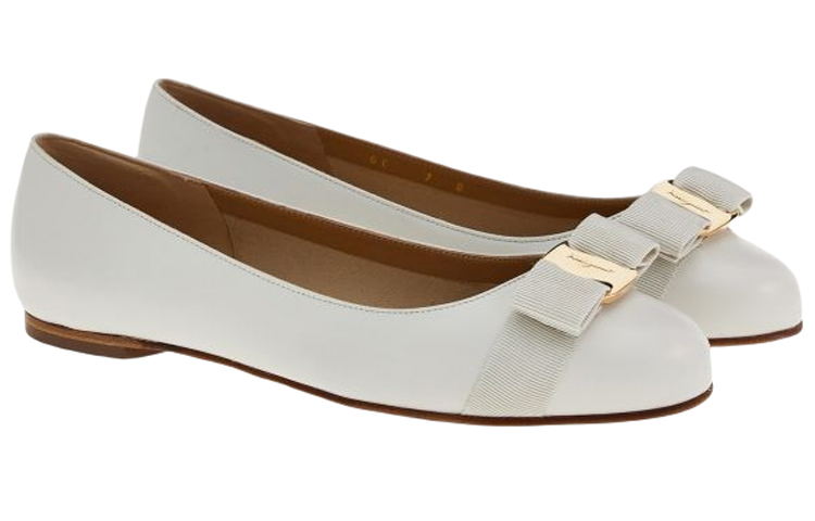 (W) FERRAGAMO Varina 'White Ballet Flats' 圖 2