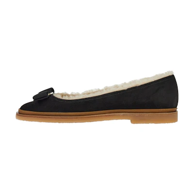 (W) FERRAGAMO Varina 'Winter Ballet Flat - Black'