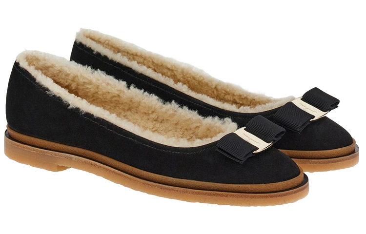 (W) FERRAGAMO Varina 'Winter Ballet Flat - Black' 圖 2