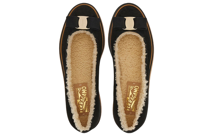 (W) FERRAGAMO Varina 'Winter Ballet Flat - Black' 圖 3